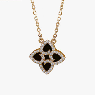 Four-Petal Nyx Onyx Jewelry Necklace